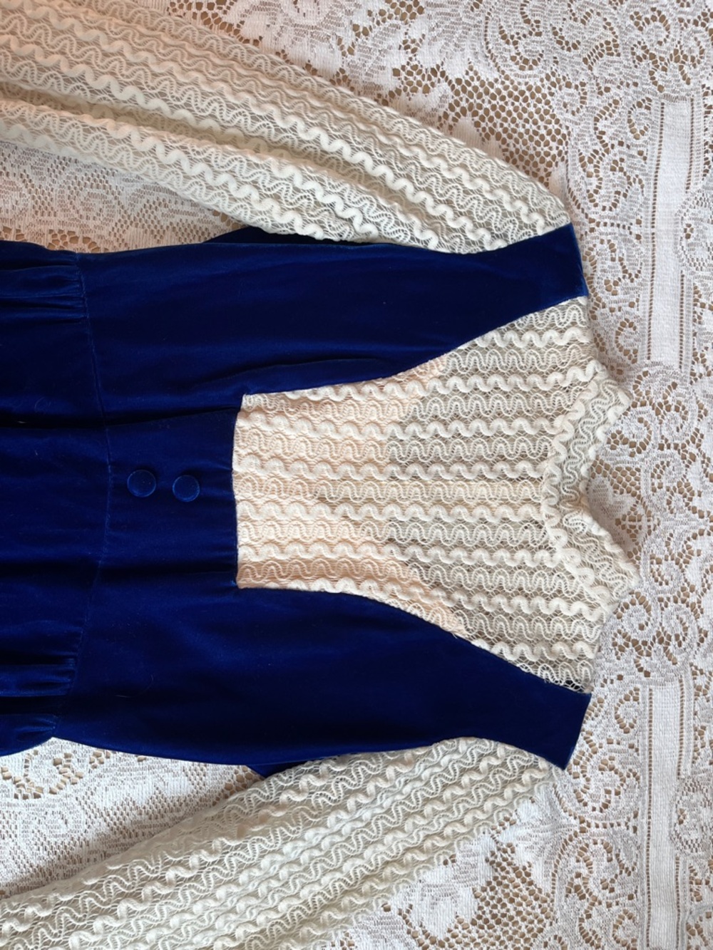 1970's Handmade Velvet Edwardian Revival Maxi Dress, Size 0/2 - Picture 6 of 9